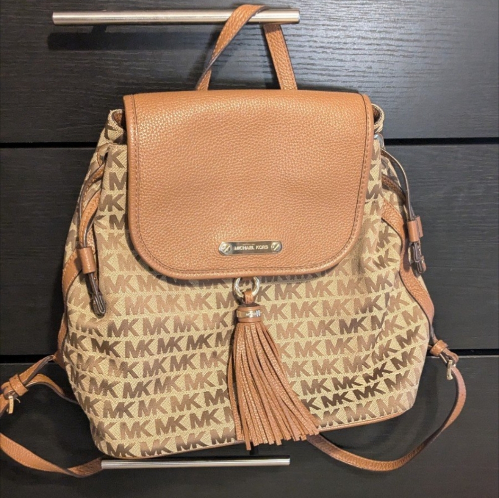 Michael Kors Brown Tan Monogram Backpack